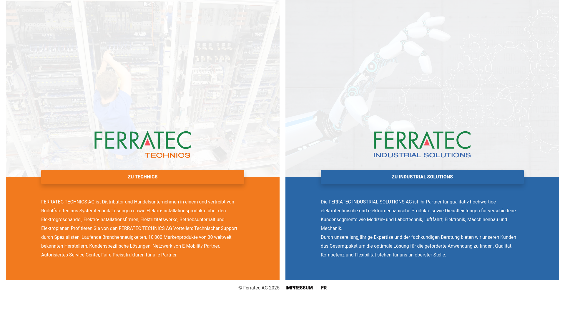 website screenshot of https://che01.safelinks.protection.outlook.com/?url=http%3A%2F%2Fwww.ferratec.ch%2F&data=05%7C02%7Cinfo%40kochag.ch%7C22a58533a0634294fe9008ddc5f22ce1%7C8ee0c29571f94a16ba3d1d3ad5c80ba6%7C0%7C0%7C638884366283774810%7CUnknown%7CTWFpbGZsb3d8eyJFbXB0eU1hcGkiOnRydWUsIlYiOiIwLjAuMDAwMCIsIlAiOiJXaW4zMiIsIkFOIjoiTWFpbCIsIldUIjoyfQ%3D%3D%7C0%7C%7C%7C&sdata=SLeyYFPOK%2BAq2fKGlekOMPB%2FSupsNbw%2FO5h0lG1Xf1w%3D&reserved=0