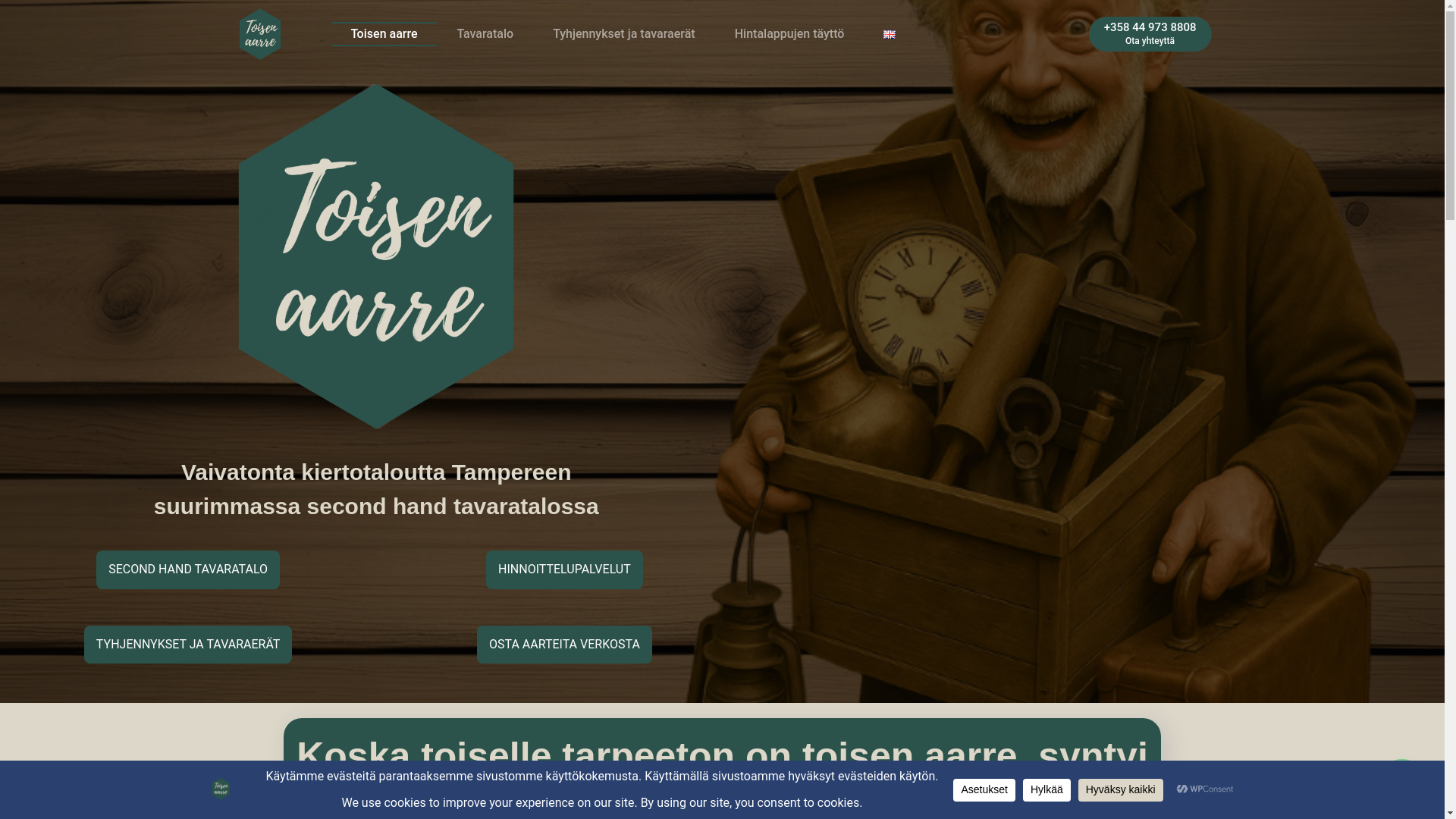 website screenshot of https://secondhandtavaratalo.fi/
