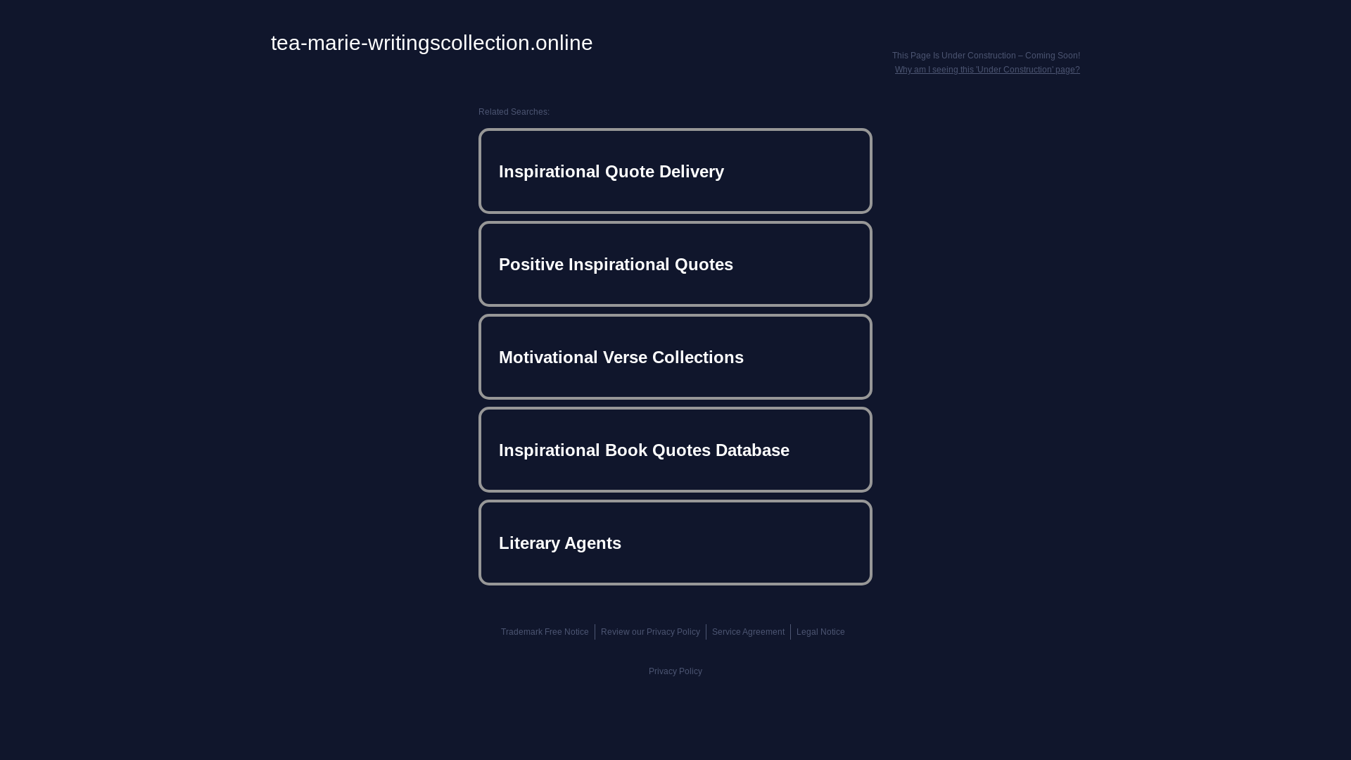 website screenshot of https://tea-marie-writingscollection.online/