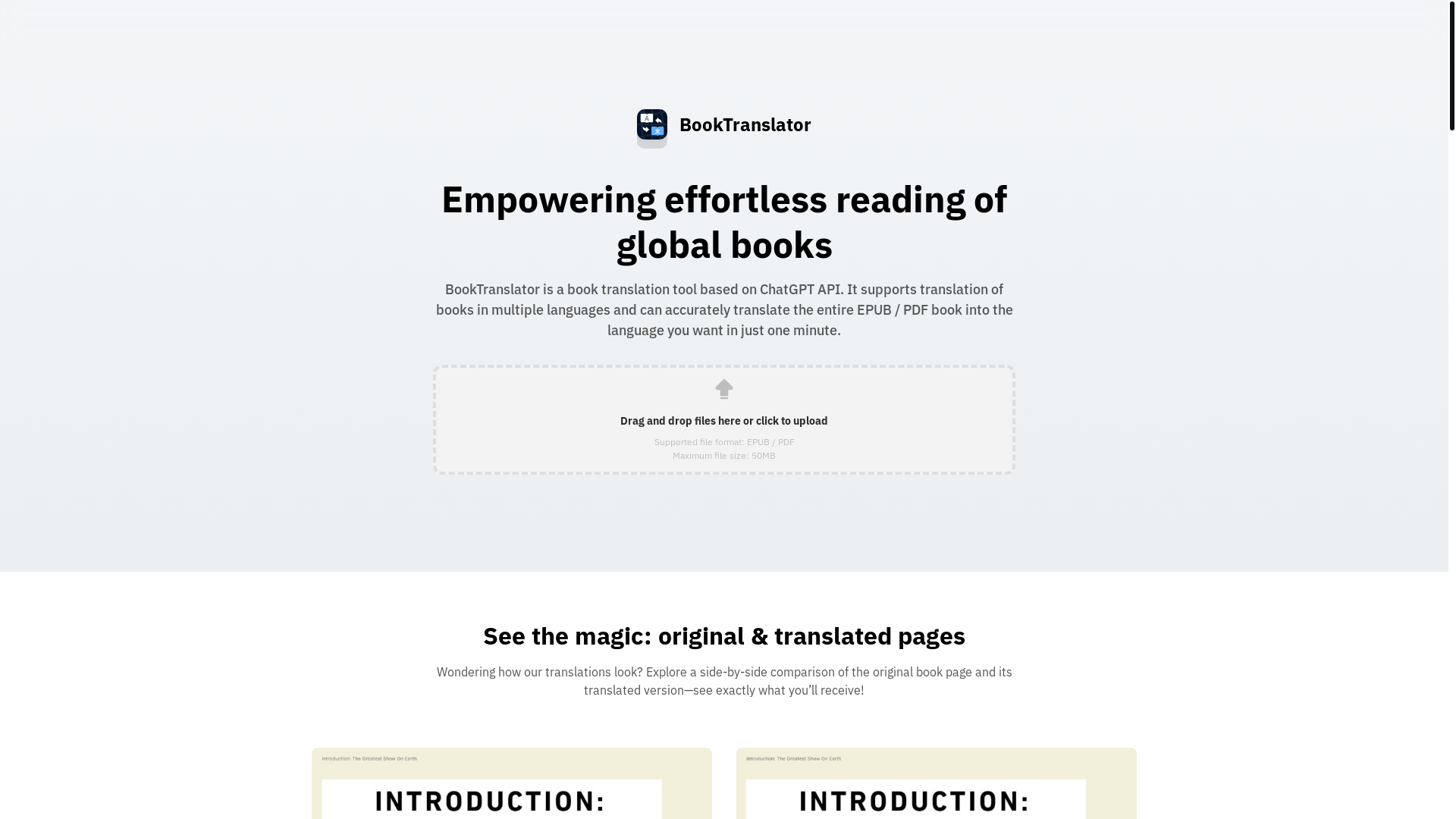 website screenshot of https://book-translator-website.pages.dev/