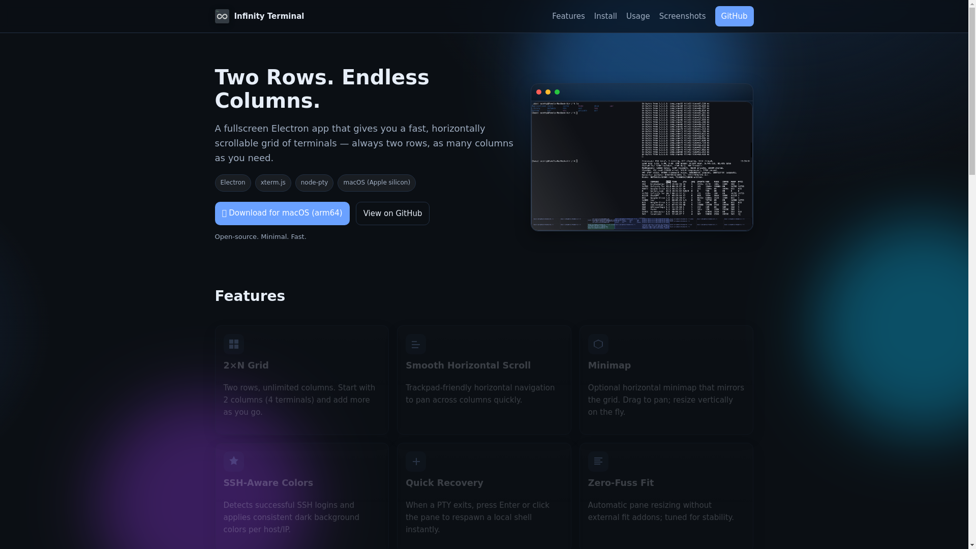 website screenshot of https://infinityterminal.pages.dev/