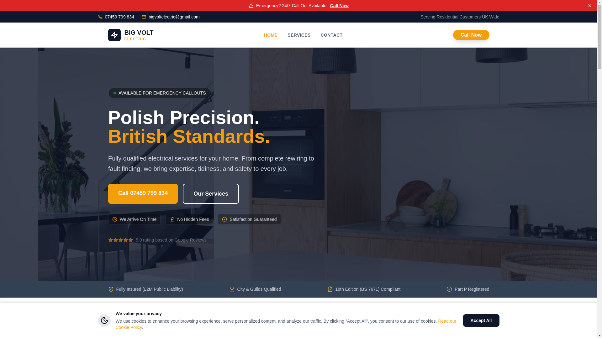 website screenshot of https://bigvoltelectric.co.uk/