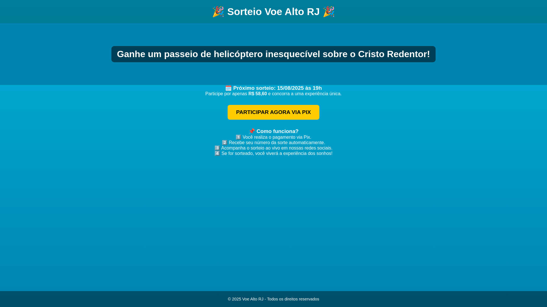 website screenshot of https://sorteiohelisulrj.com.br/