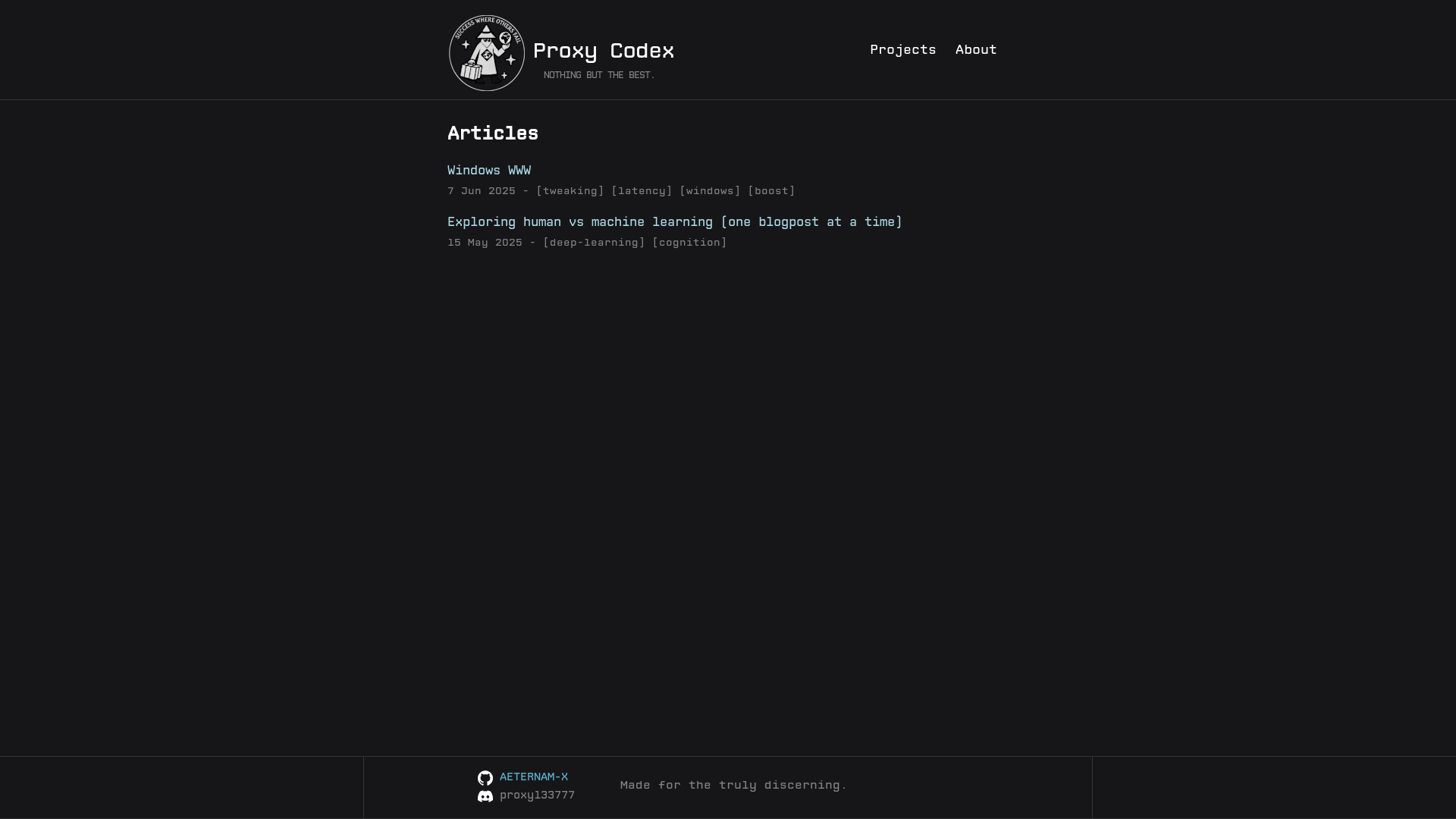 website screenshot of https://aeterperf.pages.dev/