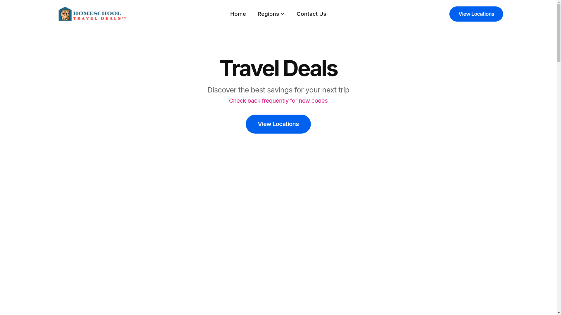 website screenshot of https://homeschooltraveldeals.pages.dev/