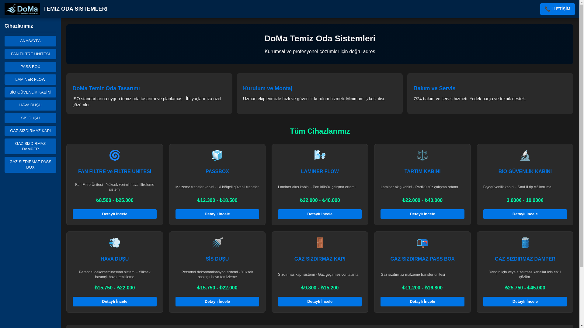 website screenshot of https://domacleanroom.com/