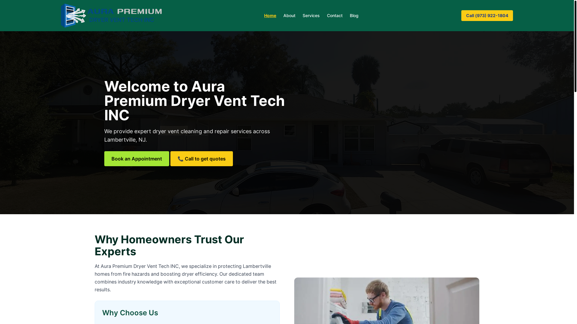 website screenshot of https://aurapremiumdryerventtechinc.site/