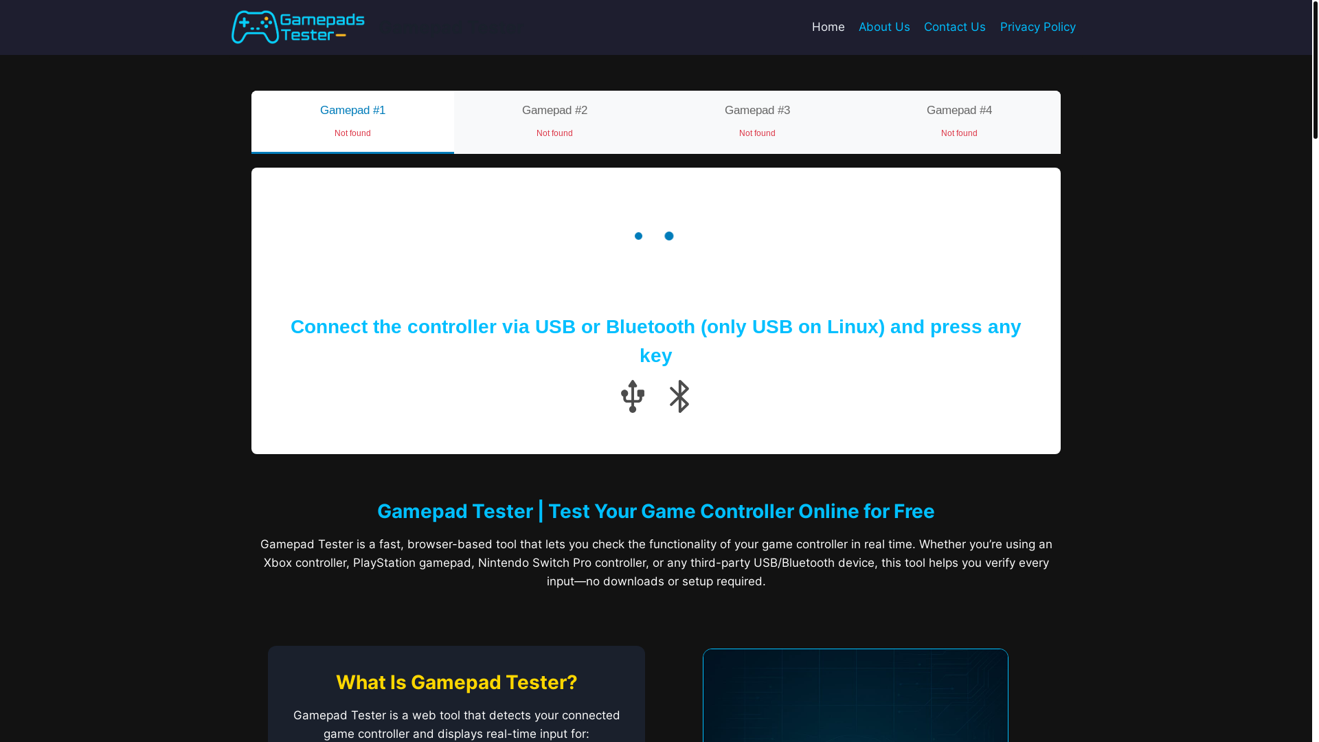 website screenshot of https://gamepadstester.com/