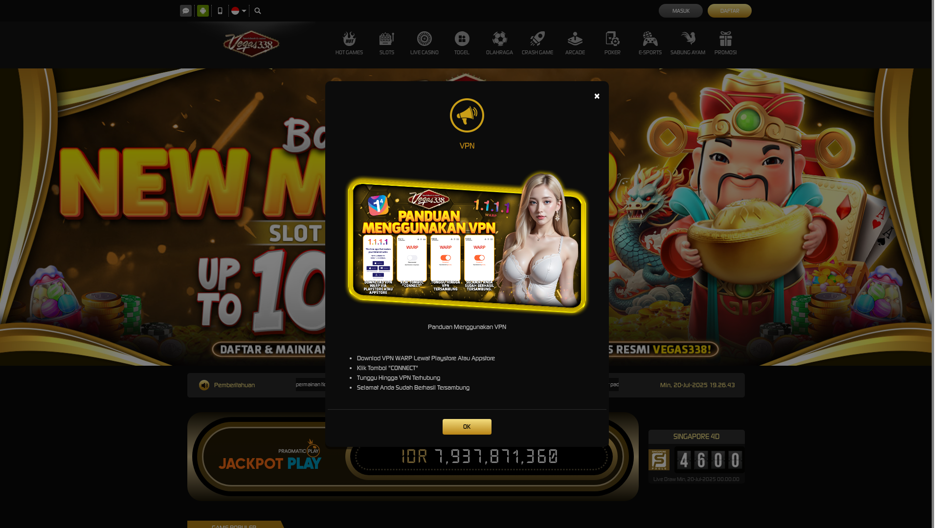 website screenshot of https://vegas338one.cyou/