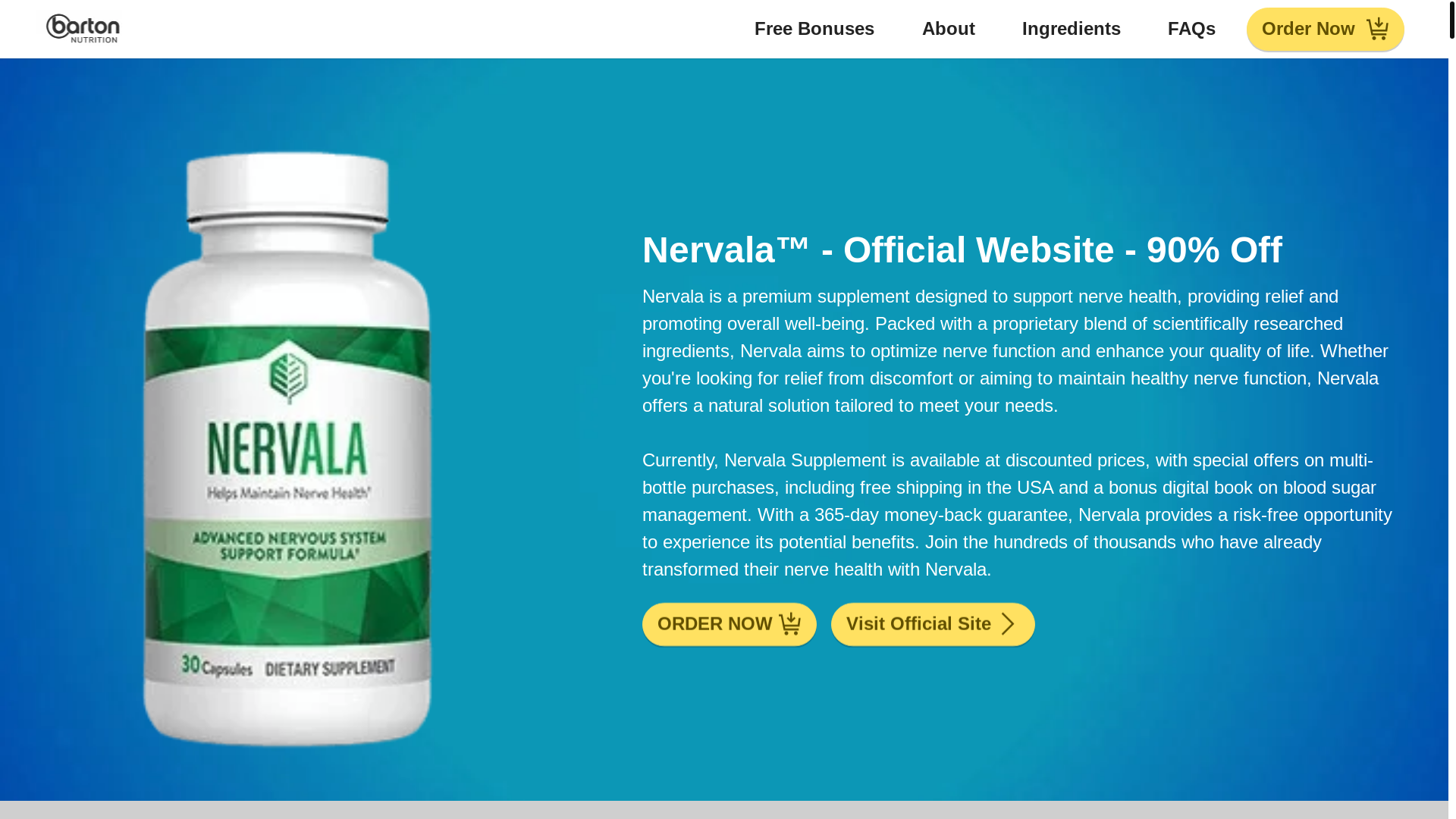 website screenshot of https://nervala-supplement.com/