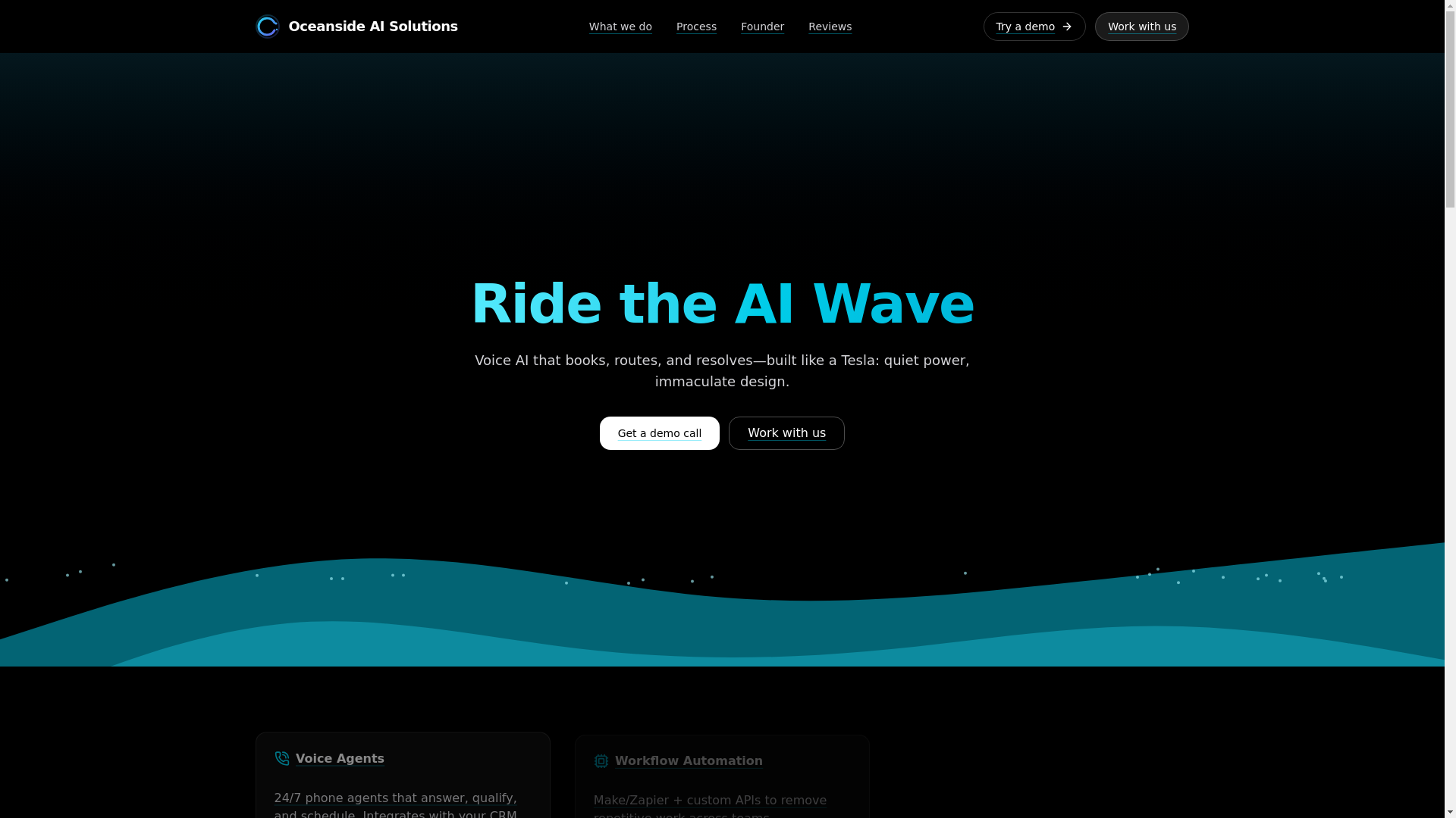 website screenshot of https://oceansideai.io/