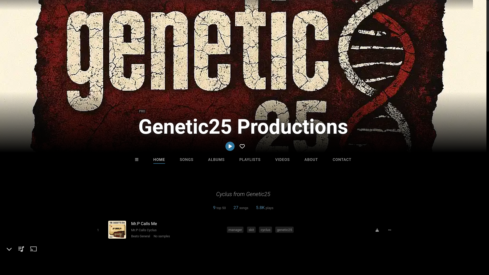 website screenshot of https://genetic25productions.com/