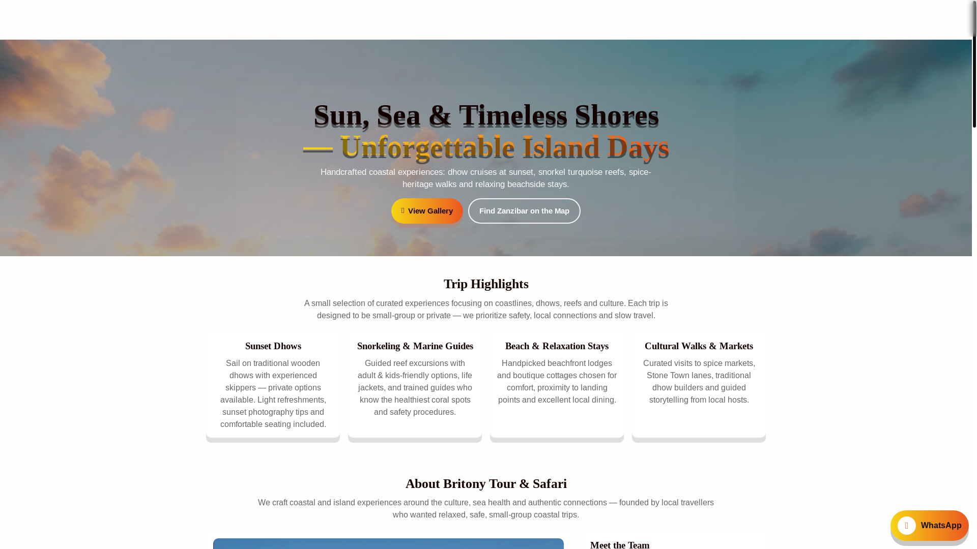 website screenshot of https://britonytours.co.tz/