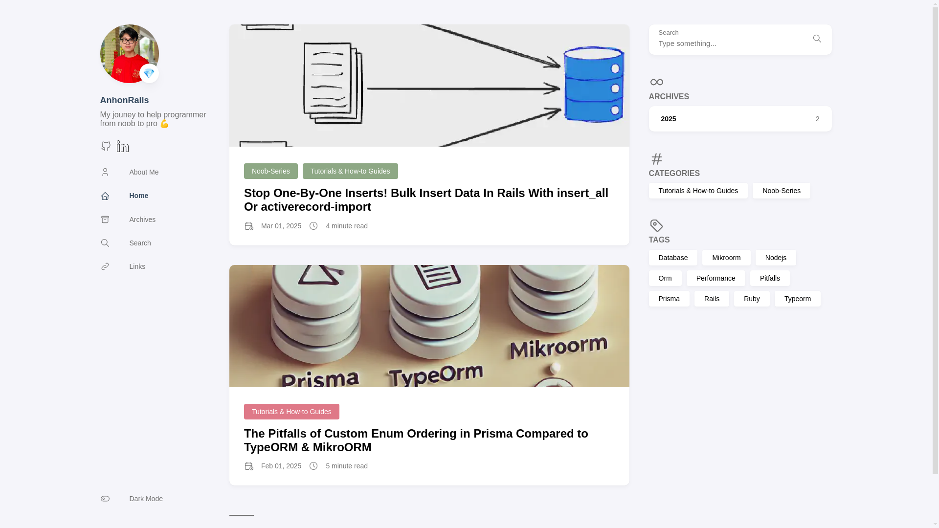website screenshot of https://anhonrails-hugo.pages.dev/