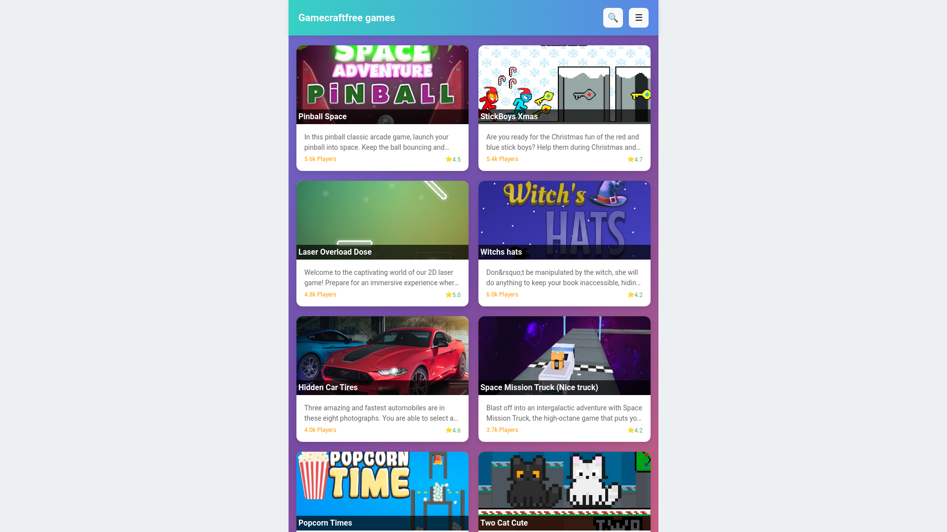 website screenshot of https://gamecraftfree.top/
