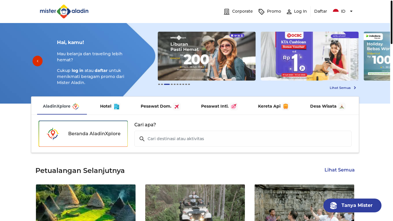 website screenshot of https://misteraladin.me/