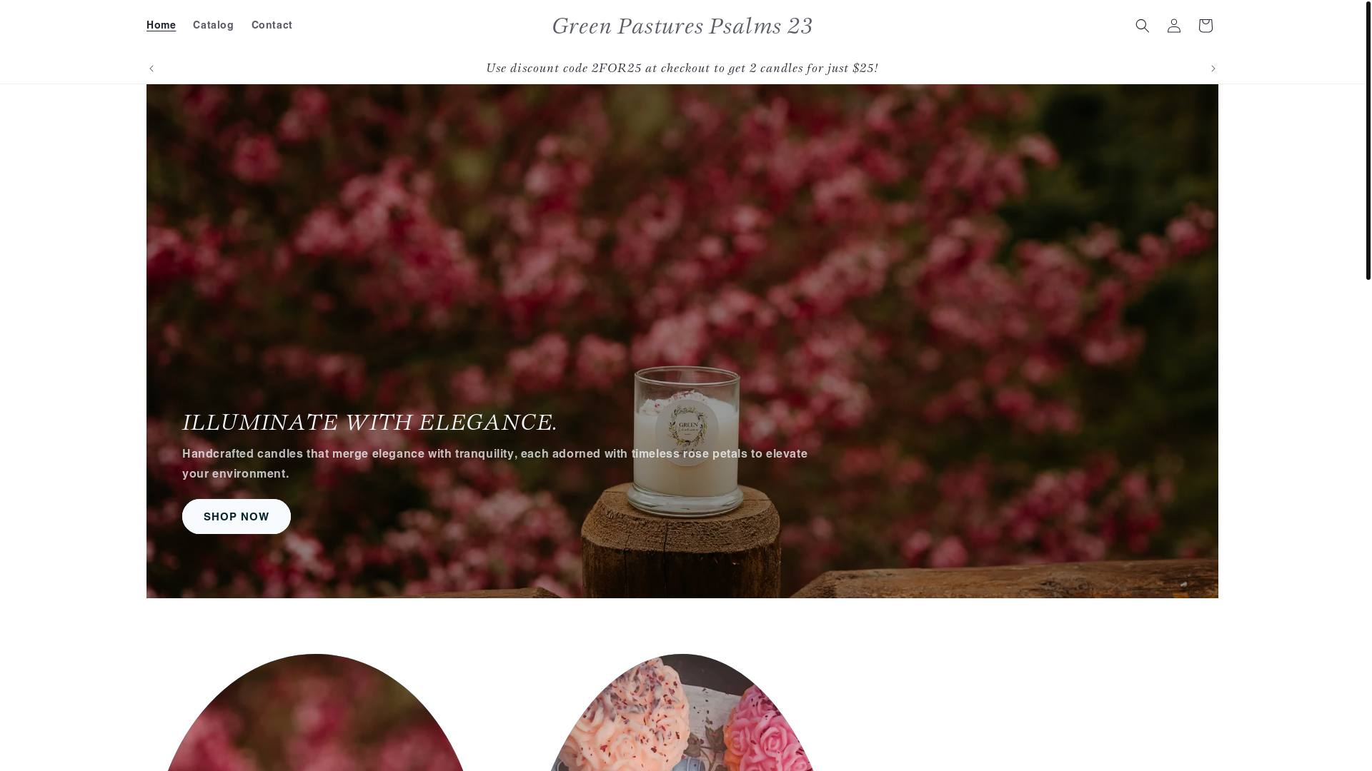website screenshot of https://greenpasturesscentspsalms23.com/
