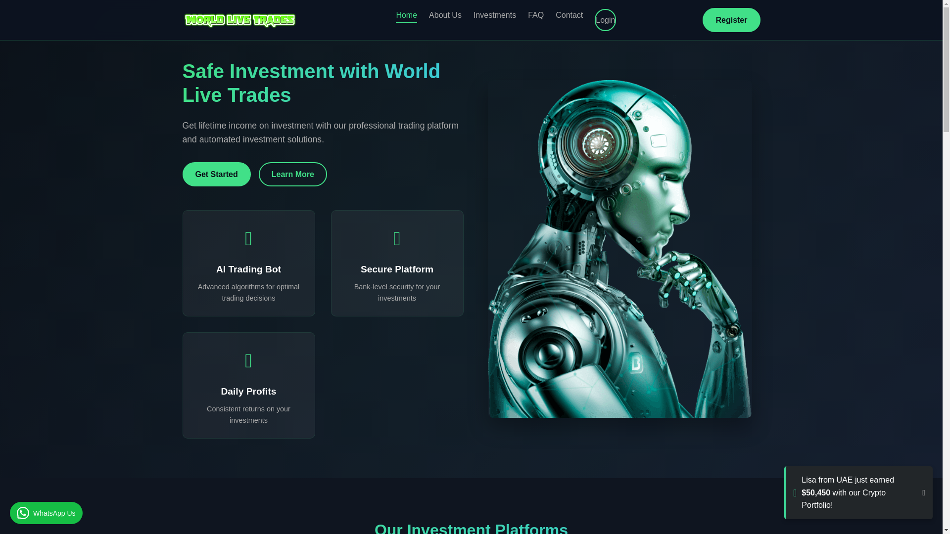 website screenshot of http://www.worldlivetrade.online