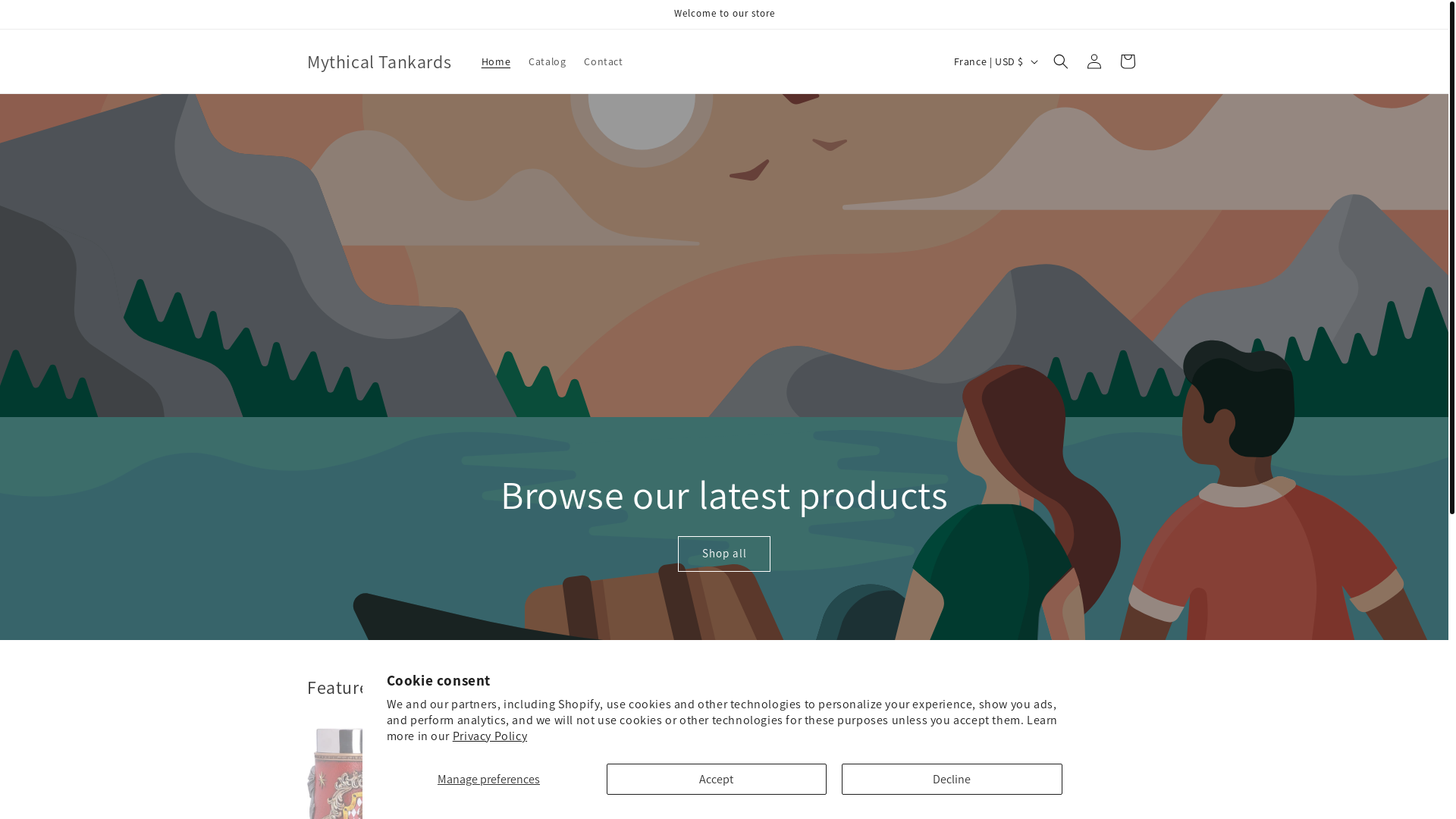 website screenshot of https://mythicaltankard.store/