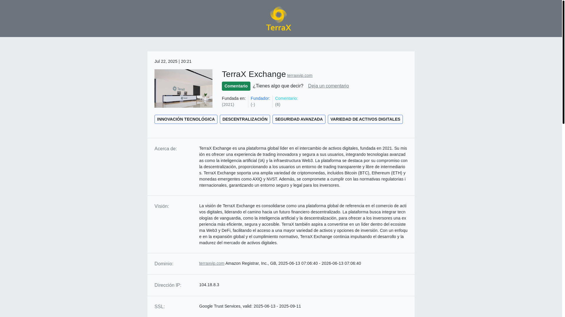 website screenshot of https://terrax-estafa.es/