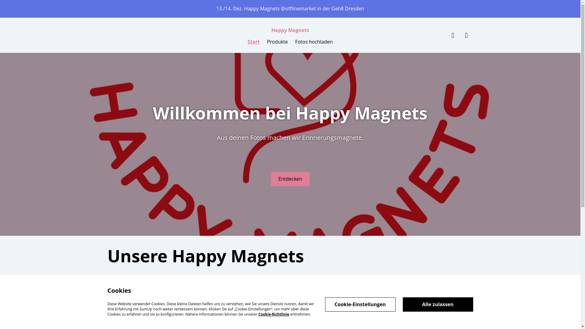 website screenshot of https://happymagnets.de/
