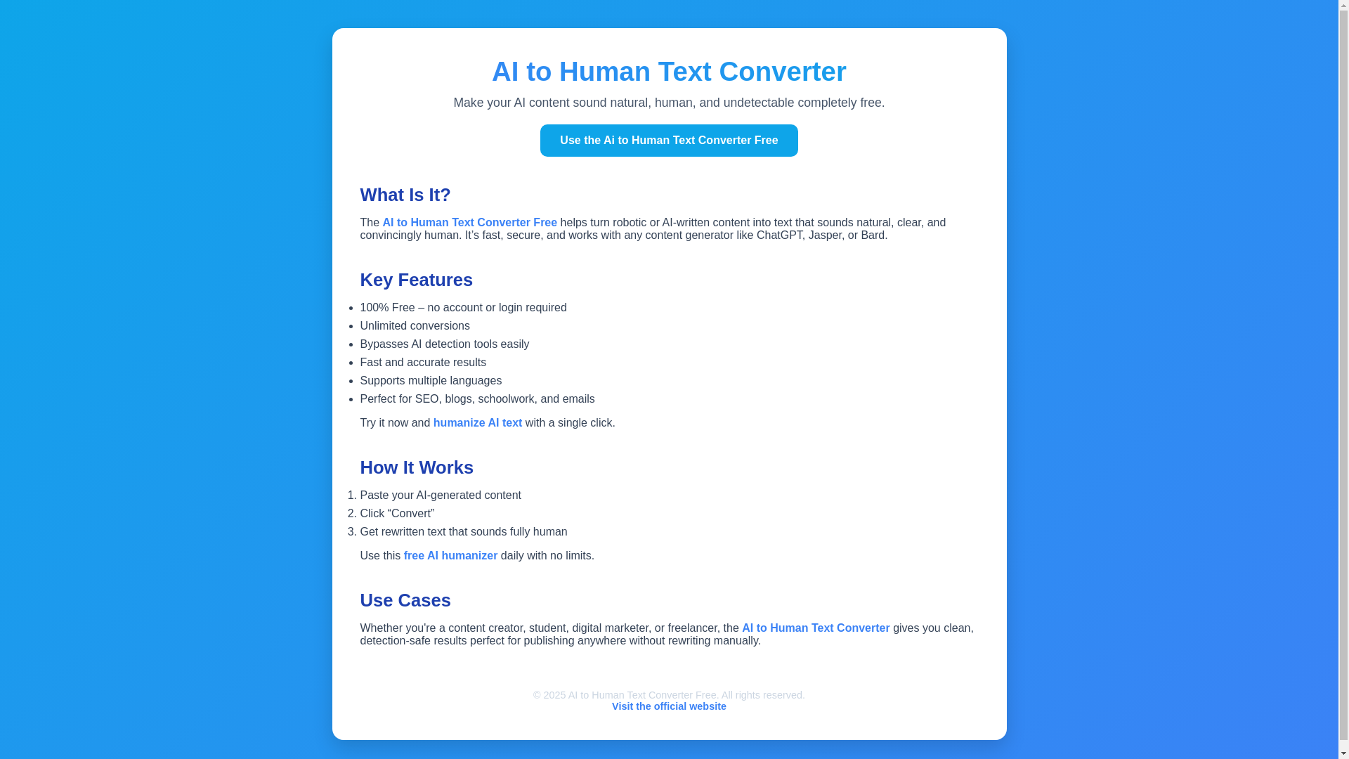 website screenshot of https://aitohumantextconverterfree.pages.dev/