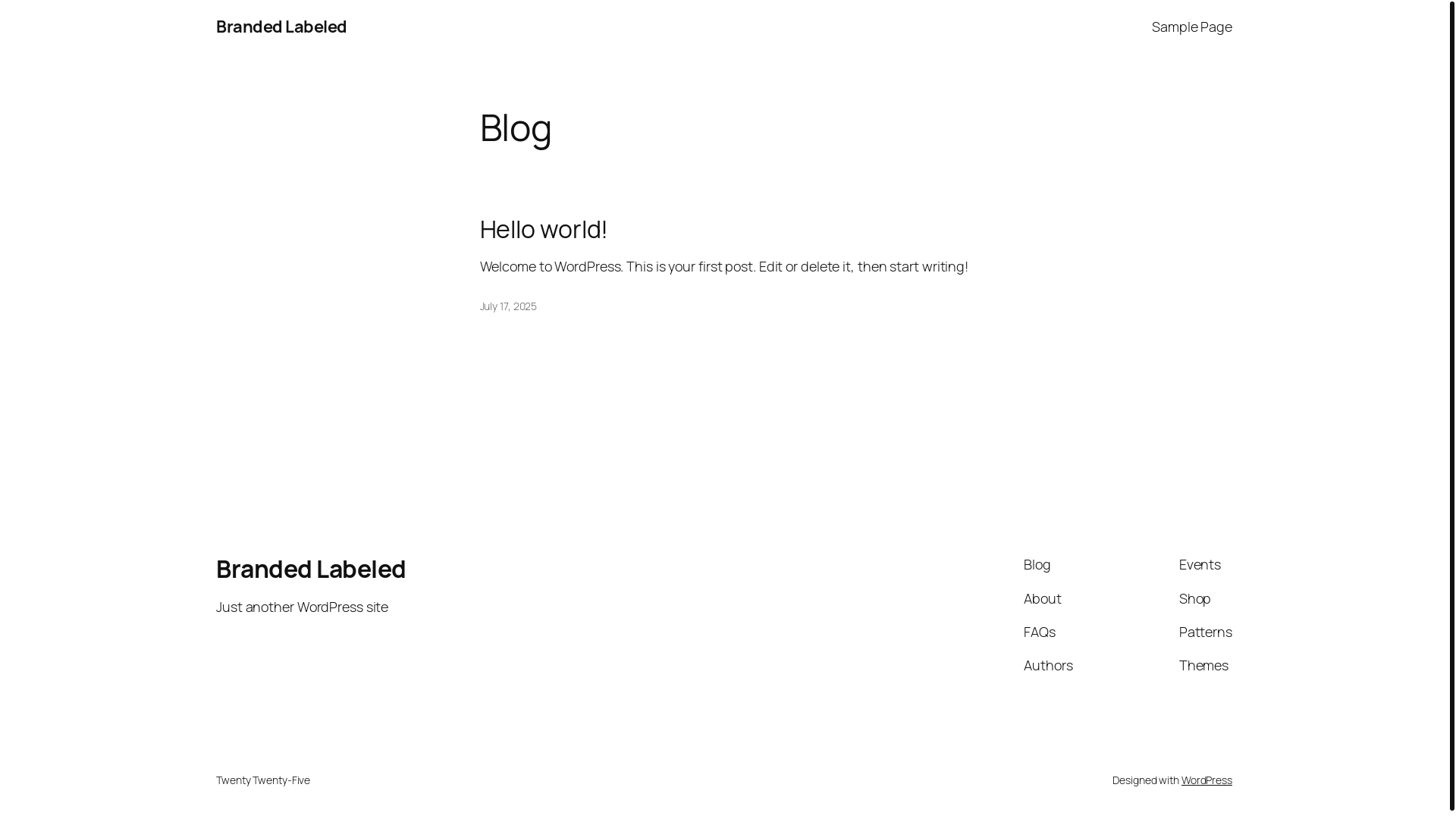 website screenshot of https://brandedandlabeled.com/