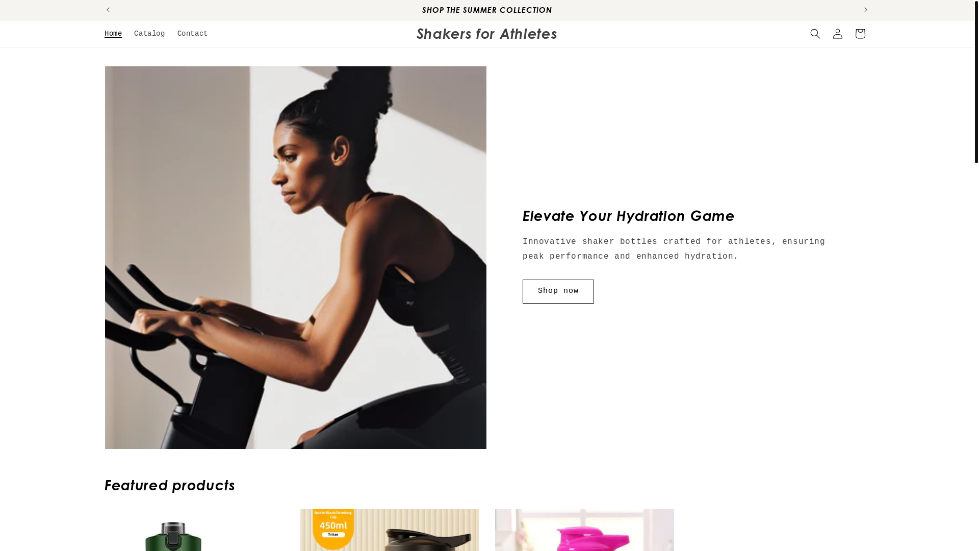 website screenshot of https://shakersforathletes.com/