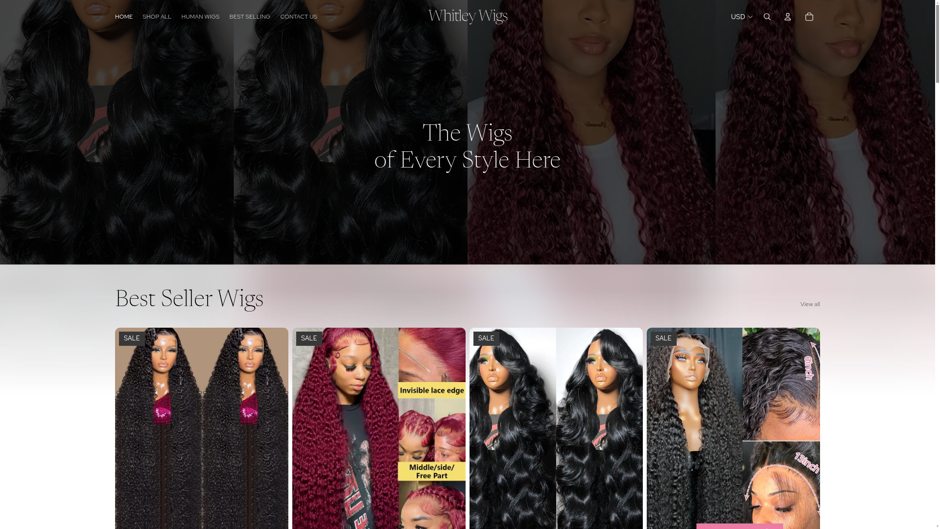 website screenshot of https://whitleyfashion.store/