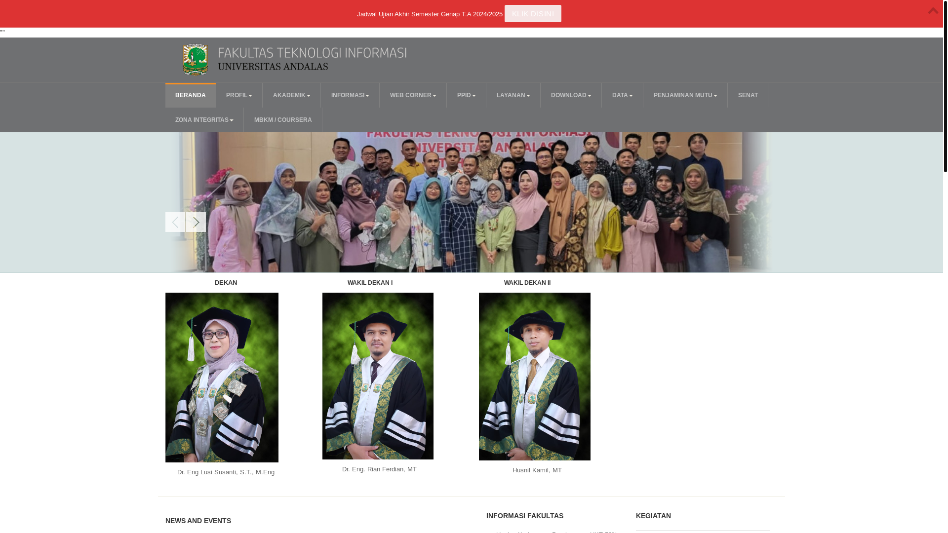 website screenshot of https://fti.unand.ac.id/