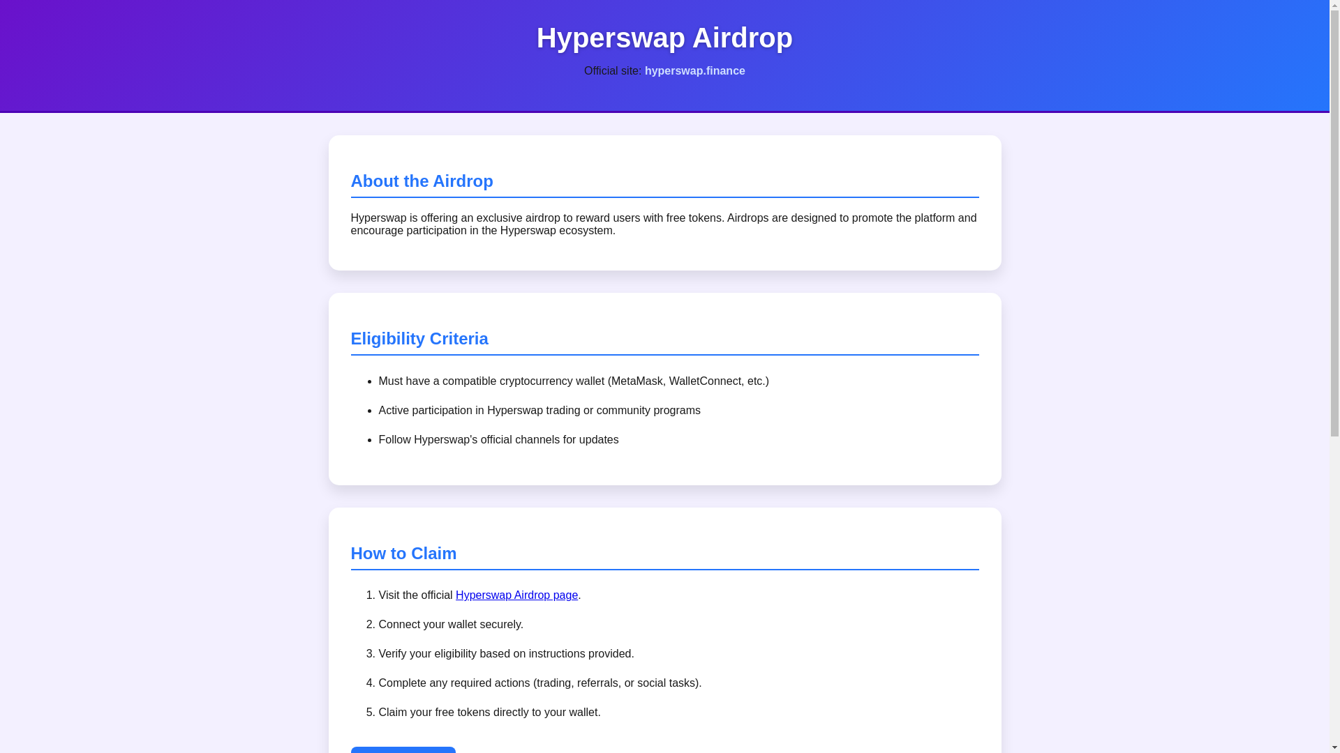 website screenshot of https://hyperswap-airdropese.pages.dev/