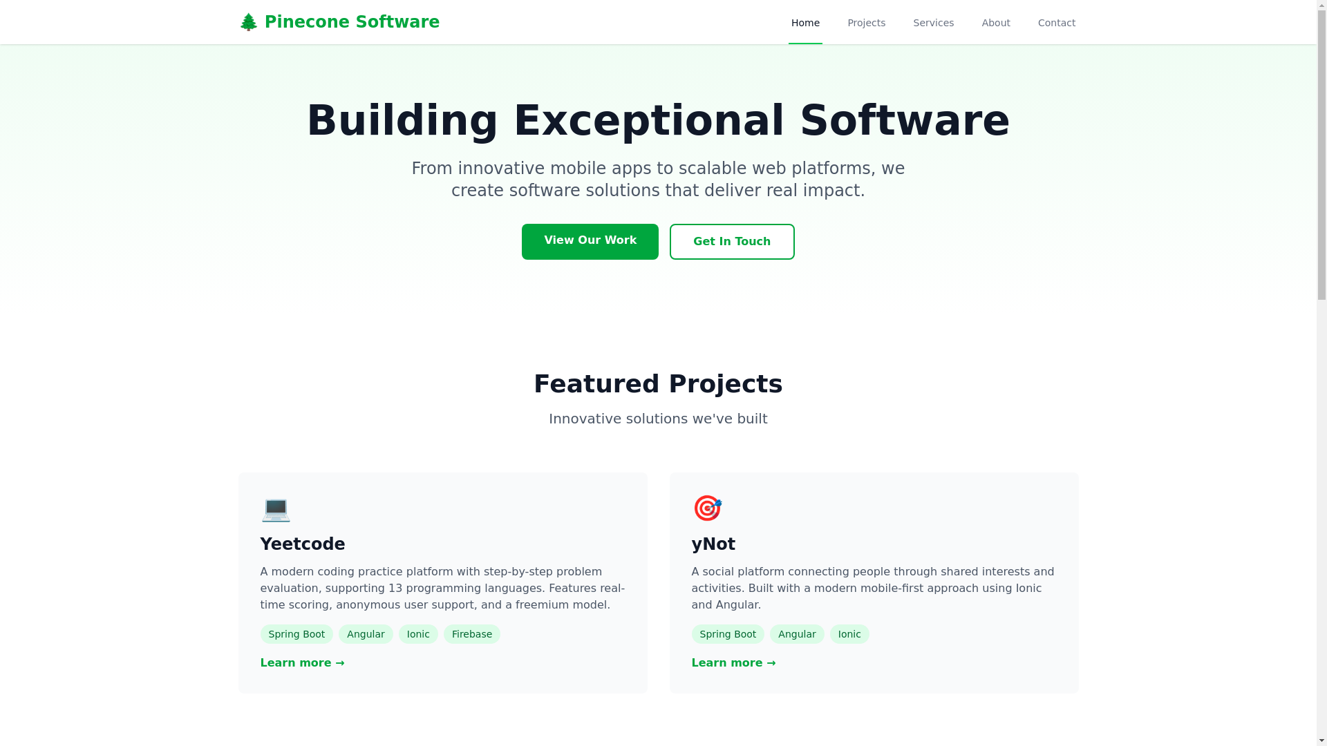 website screenshot of https://pinecone-software.pages.dev/