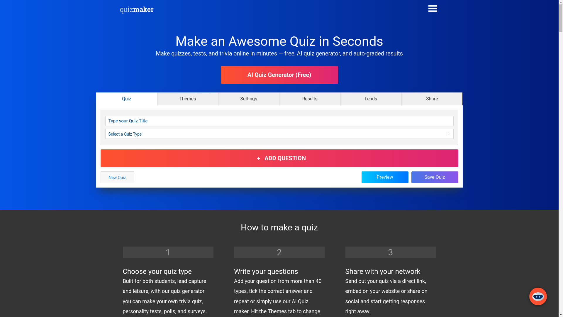 website screenshot of https://take.quiz-maker.com/