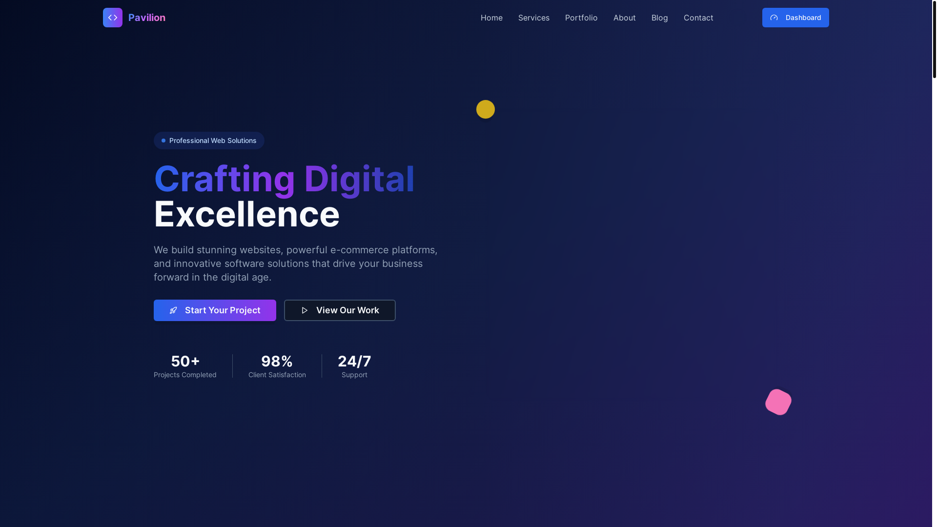 website screenshot of https://pavilionai.co/