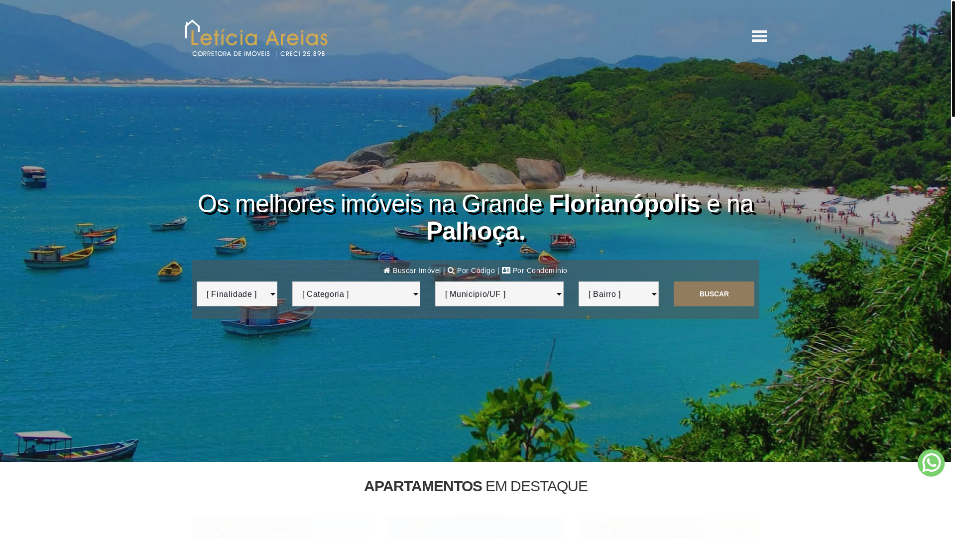 website screenshot of https://apartamentosvendapalhoca.com.br/