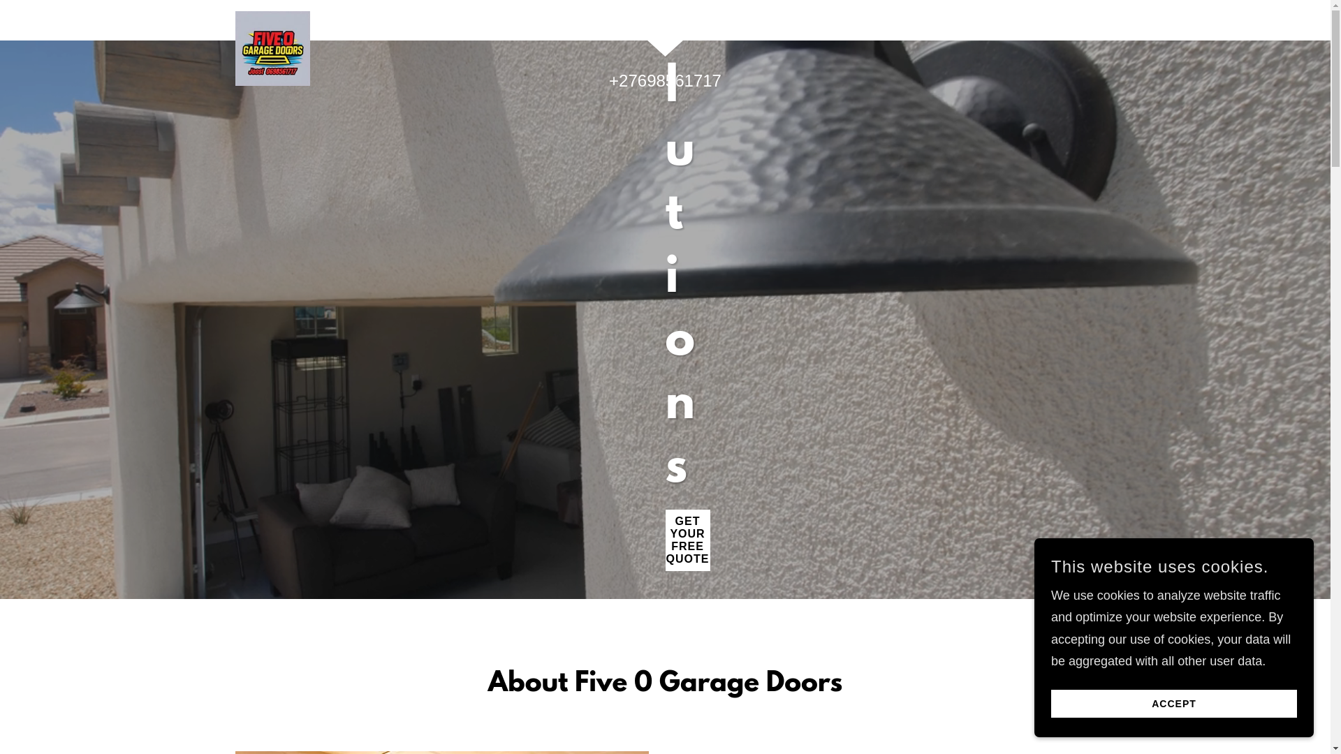 website screenshot of https://five0garagedoors.co.za/
