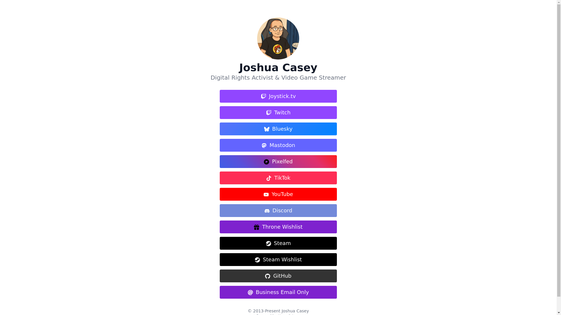 website screenshot of https://links-joshuacasey-net.pages.dev/