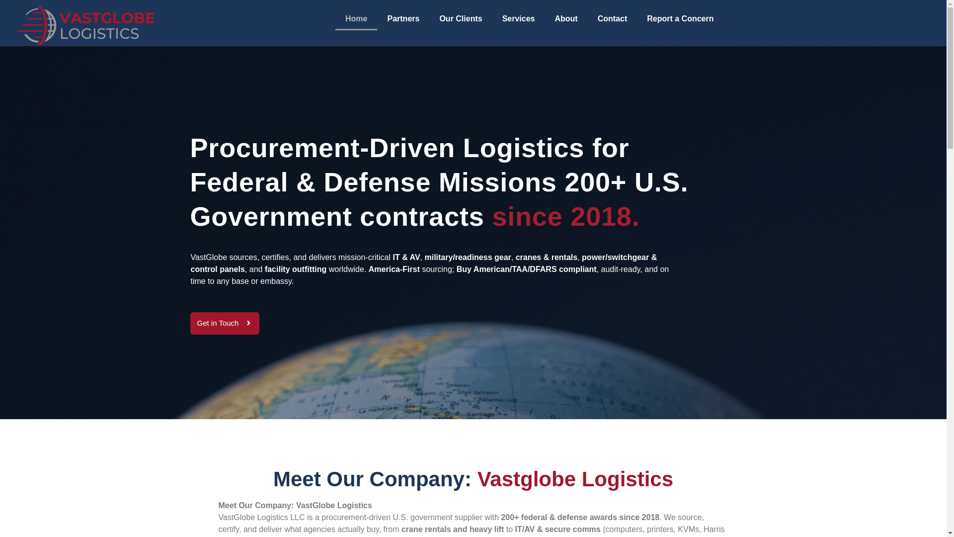 website screenshot of https://vastglobelogistics.com/