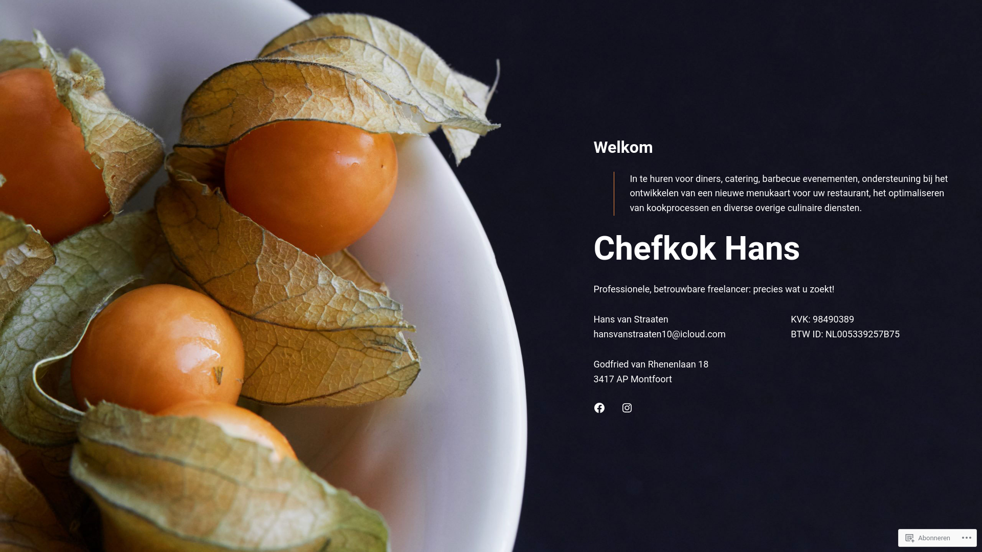 website screenshot of https://chef-hans.com/