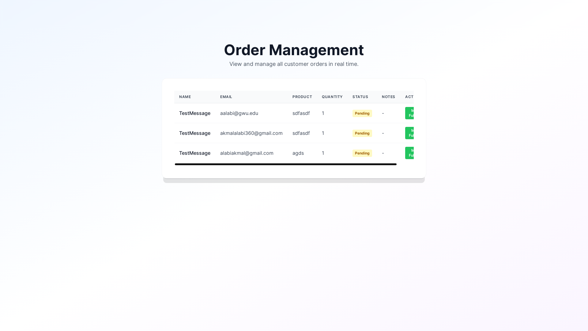website screenshot of https://chatfulfill.com/