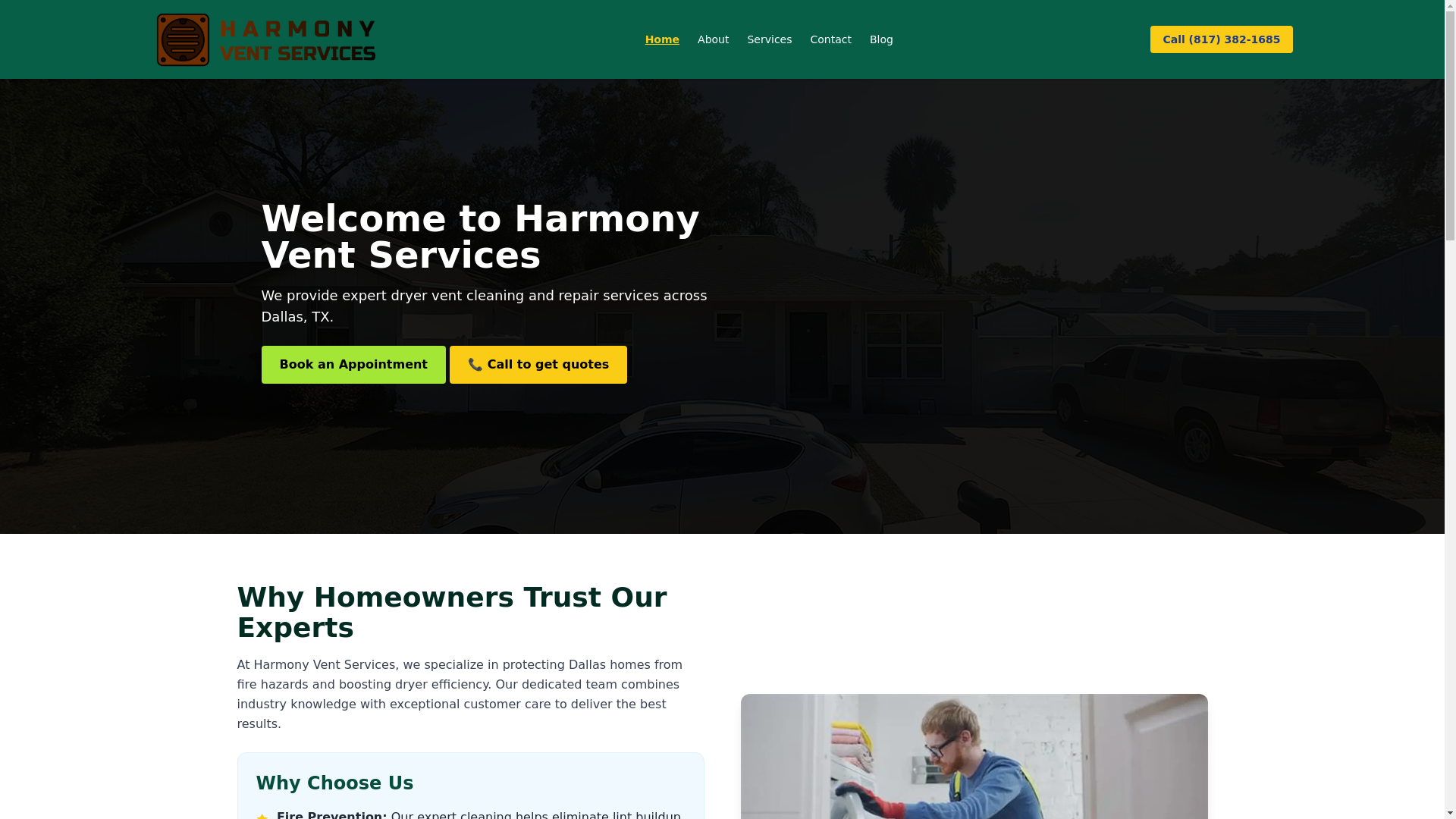 website screenshot of https://harmonyventservices.site/