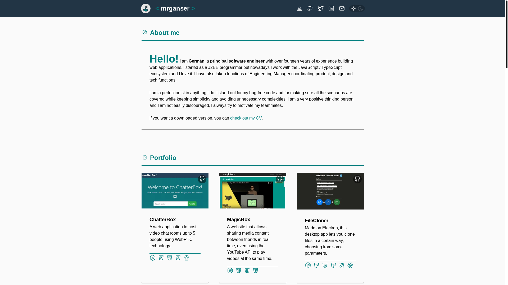 website screenshot of https://mrganser.dev/