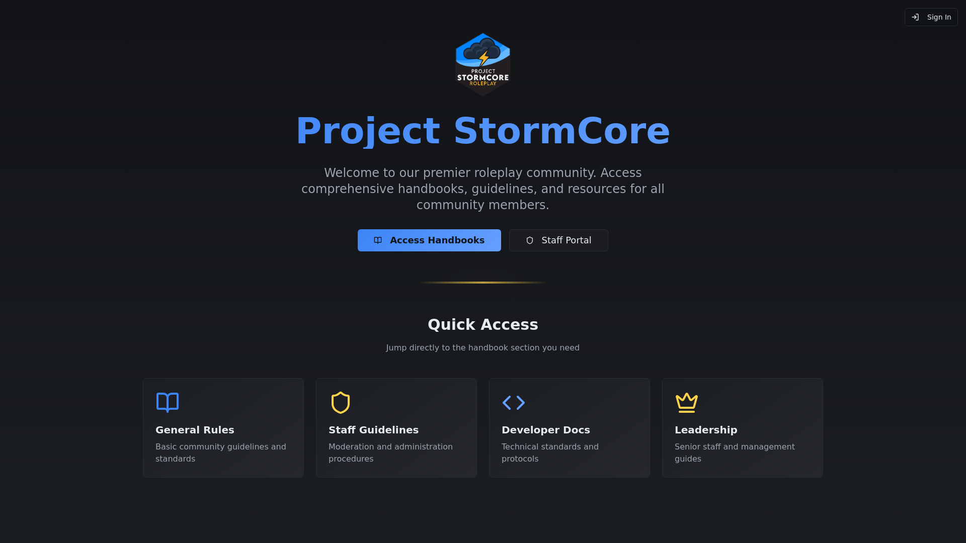 website screenshot of https://stormcore.app/