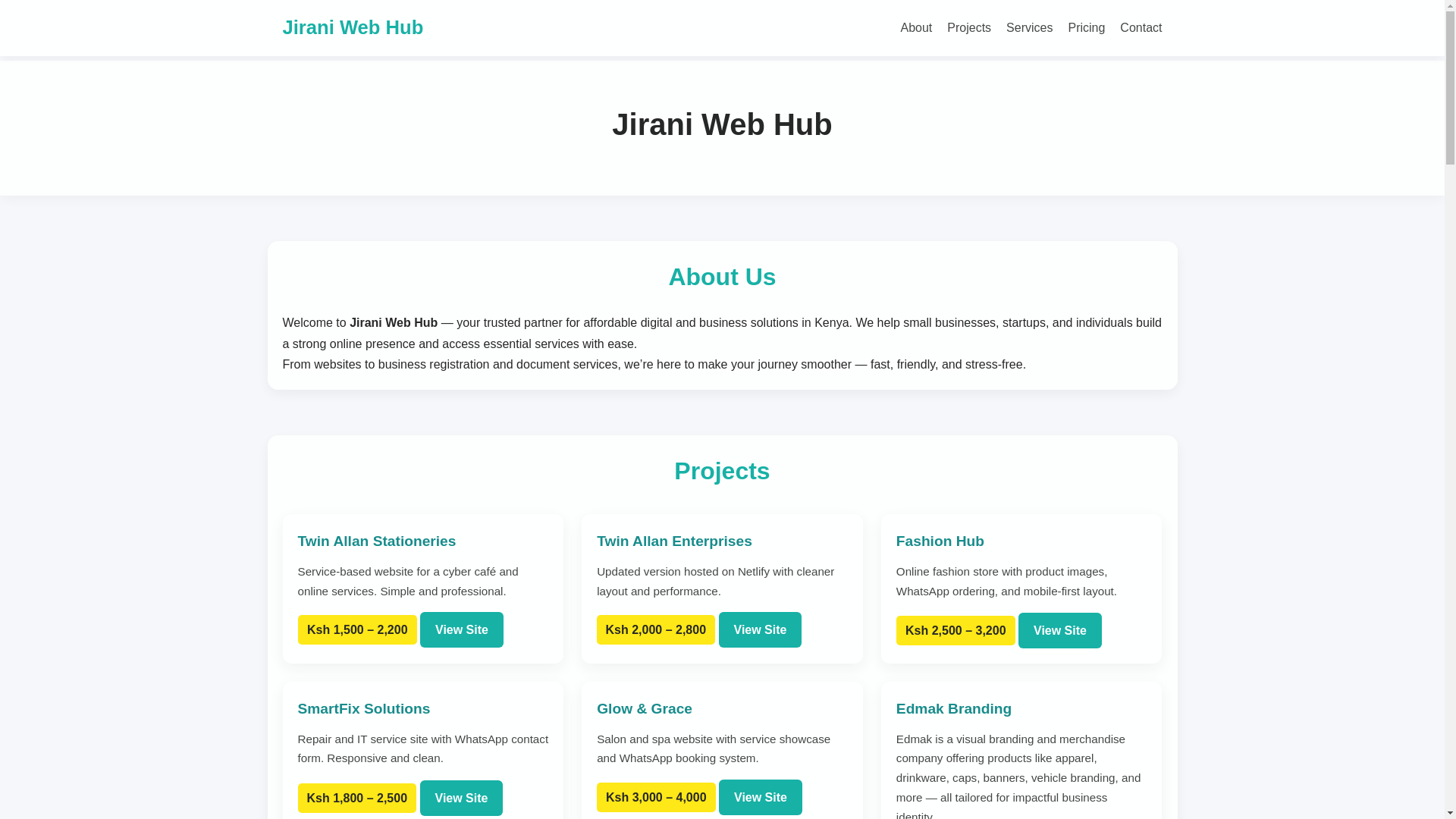 website screenshot of https://jiraniiwebhub.co.ke/