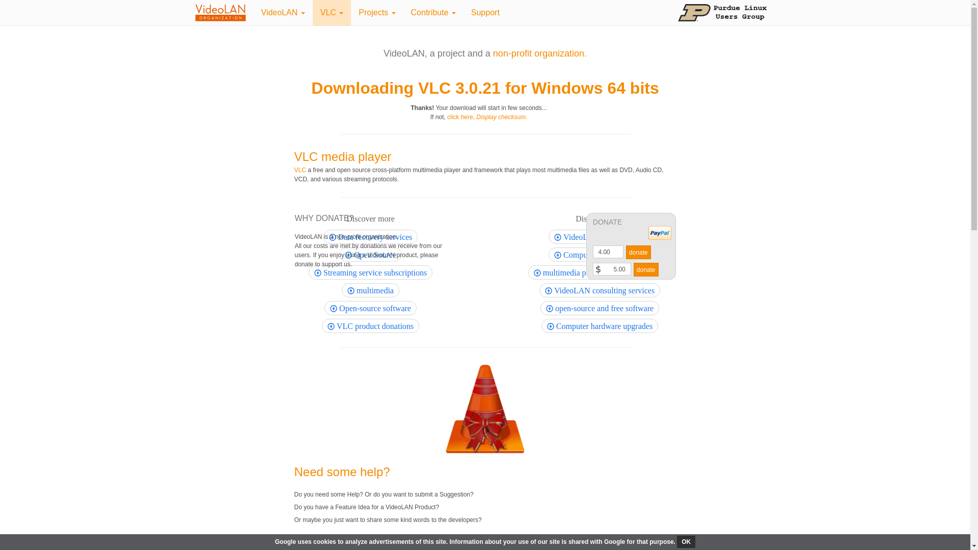 website screenshot of https://get.videolan.org/vlc/3.0.21/win64/vlc-3.0.21-win64.exe