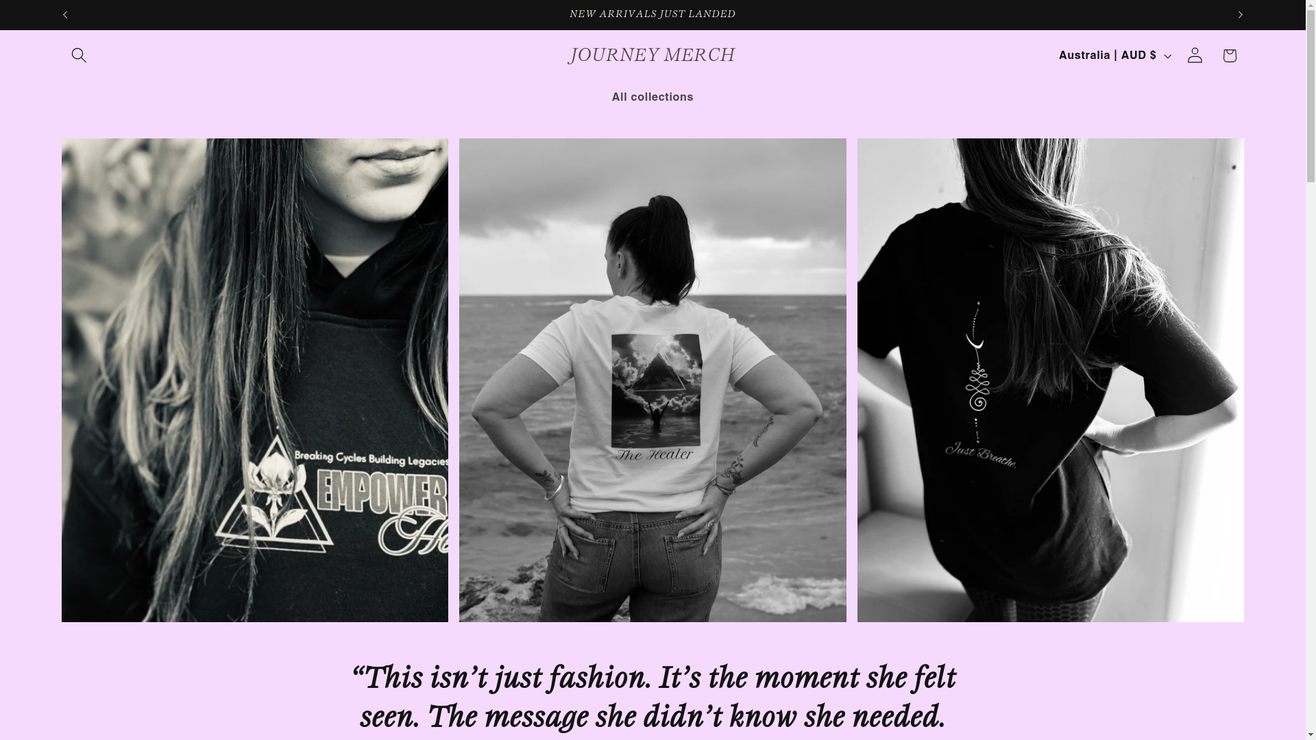 website screenshot of https://journeymerch111byempowerher111.com.au/
