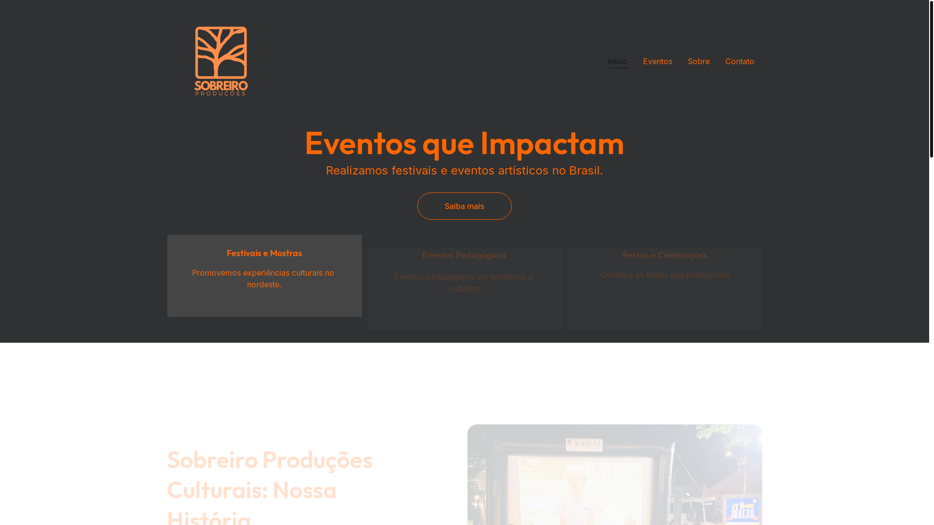 website screenshot of https://sobreiroproducoes.com.br/