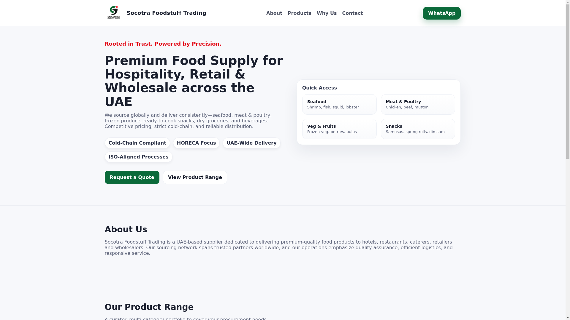 website screenshot of https://socotrafoods.ae/