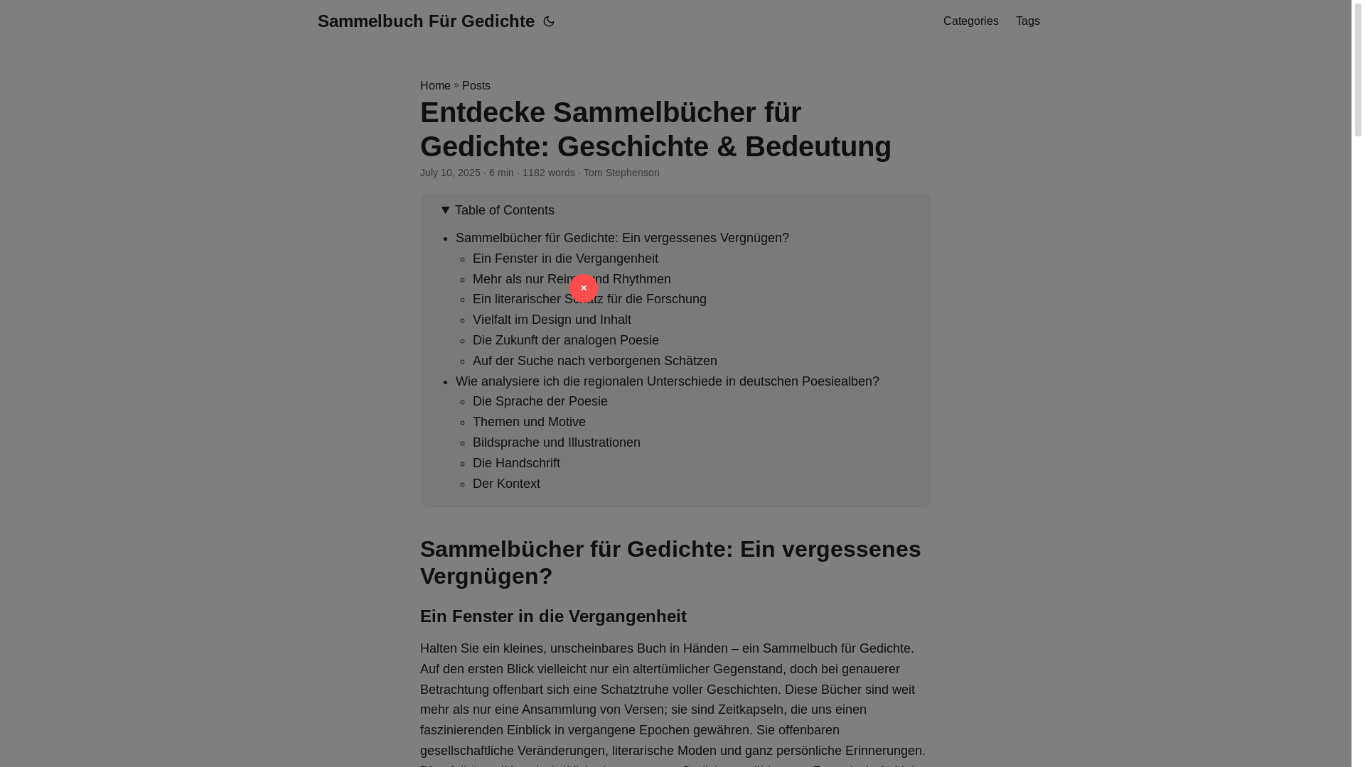 website screenshot of https://sammelbuch-fur-gedichte.pages.dev/