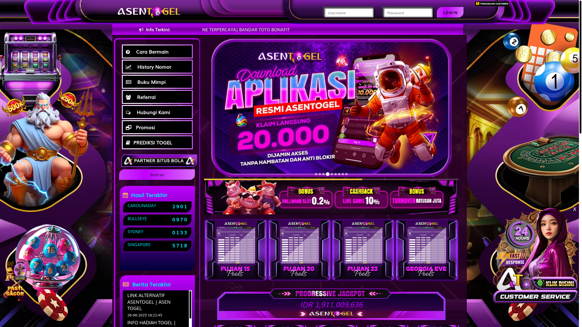 website screenshot of https://jaminasentogel.land/